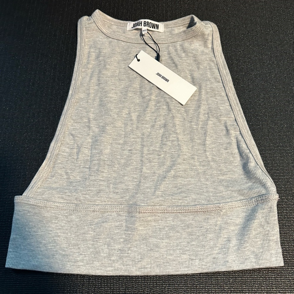 J.O.A. Women's Light Gray Ribbed Crop Tank